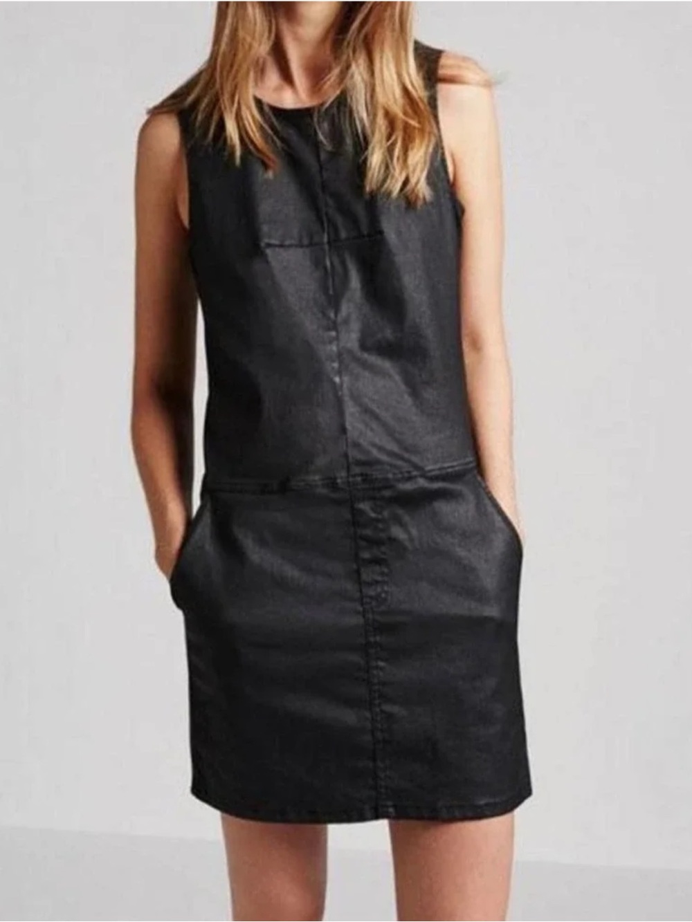 Current/Elliott The Shift Dress with Faux Leather Look